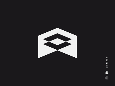 Level Up abstract arrow black and white diamond icon isometric logo mark plane square symbol up