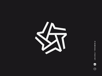 Pinwheel black and white icon lines logo mark pentagon pinwheel shape simple star stellar symbol
