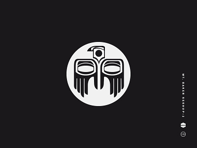 Mt. Baker Seshup 2 american baker bird black and white eyes hands icon illustration logo mt. native symbol