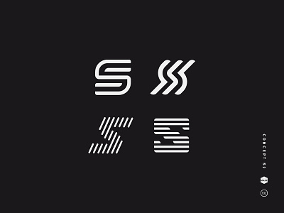 Concept S2 black and white letter lines racing rays ribbon s stripes symbol track
