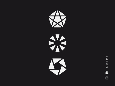 Elements aperture black and white burst icon logo mark pentagon shapes simple star sun symbol