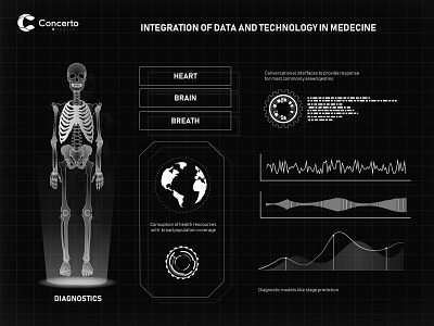 Infography for it-medical company analysis anatomy brain dark health infography medicine skeleton technology