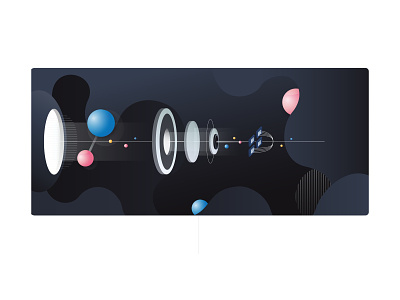 The illustration for web art black cosmos dark flat flatdesign fun illustration illustrator it izometry pattern planet playful science site space technology web