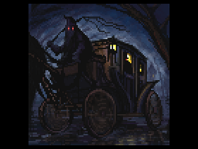 Midnight carriage ride 8bit aseprite character design fantasy art game art game design game dev horror illustration pixel art pixelart retro