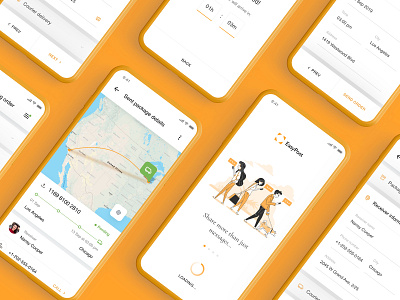 EasyPost - Delivery App application delivery app illustration map post ui uiux ux yellow