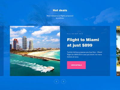 Hot Deals Block. Creating UI Process. deals design flight flightapp flights fly miami plane search travel traveling trip ui user interface