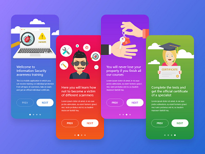 Onboarding for mobile application application colorful illustrations onboarding ui userinterface