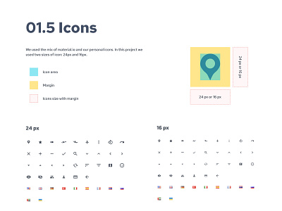 Design System Part: Icons 16px 24px design system icons margin material material design style guides