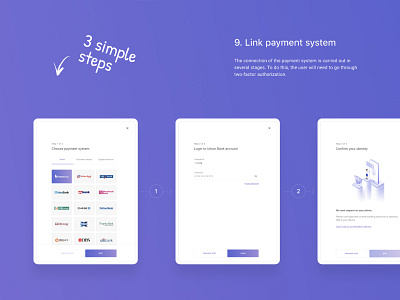 Payment System Presentation Piece link payment system payments steps ui violet