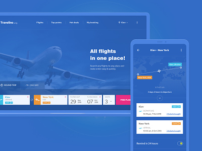 Travelino - Searching & Ordering Flights app desktop flights mobile plane schedule search travel traveling ui user experience