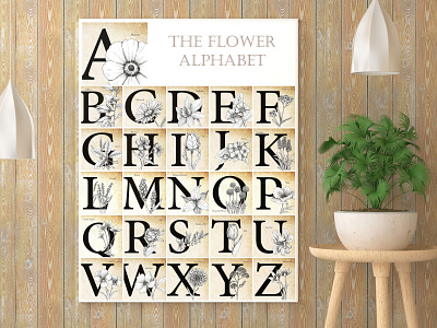 Alphabet of Flowers alphabet art card decor design ethnic flowers hand drawn illustration ink poster sketch