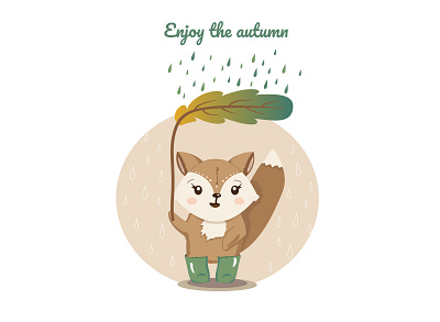 Cute little fox illustration vector