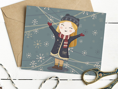 waiting for a miracle art beautiful blue card cartoon celebration character childhood christmas christmas decorations clothes cold color colorful congratulation cute december design girl greeting