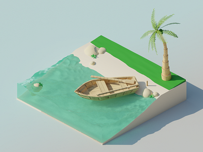 Tropical Scene 3d 3d art blender blender3d illustration illustrator palm sea summer tropic