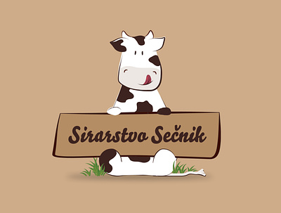 Sirarstvo Secnik Illustration animal branding cow design happiness happy illustration illustration art illustrator logo logo design logotype milk packaging vector
