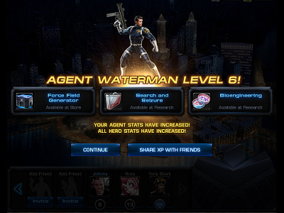 Agent Level Up agent avengers button effects flare futuristic fx glow icon marvel shield social