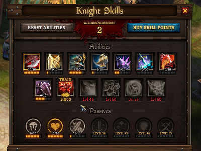 Kingsroad Skills abilities blood icon interface power skills stone video game