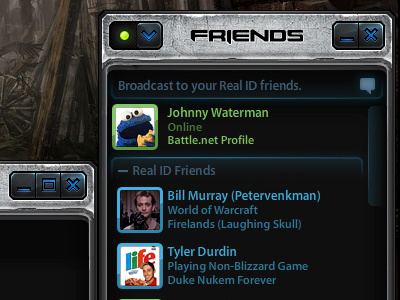 Battlenet App app application battlenet blizzard bnet frame friends interface metal ui