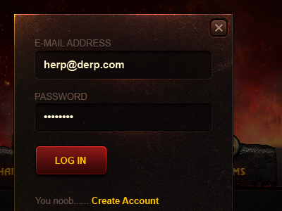 Login Modal log in login modal password field grunge grundge texture fire hot website account form forms stone metal pop up frame