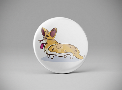 Corgi dog illustration on the badge mockup badge mockup corgi dog illustration