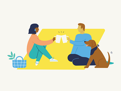 Cheers cheers couple dog illustration picnic share vector