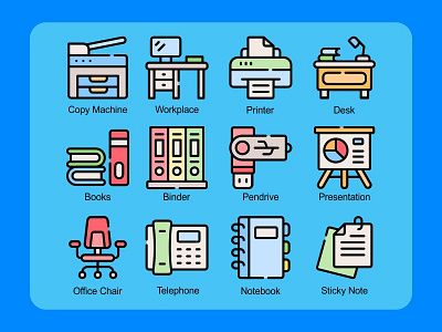 Workplace Icon Set design icon iconset illustration ison design office vector workplace
