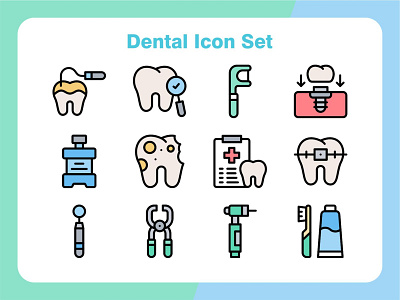 Dental Icon Set dental dentist design icon iconset illustration teeth tooth treatment vector