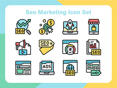 Seo Marketing Icon Set business design icon iconset illustration marketing seo ui ux vector