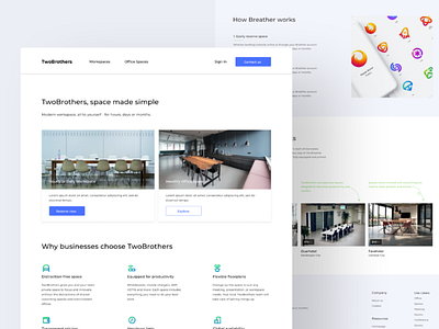 Landing Page - Rent Meeting Place creative design dribbble minimal ui ux web website