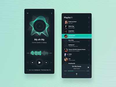 Music Player App app application dark app dark theme music app music player ui ux