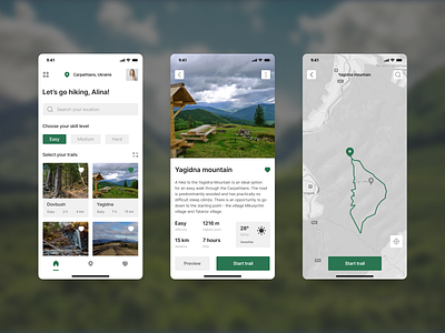 IOS app for hiking app application crowwwn hiking ios mountain navigator ui ux
