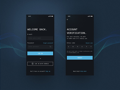 Log into a new device / IOS app app application authentication challenge crowwwn dark theme ios log in login ui ux verification