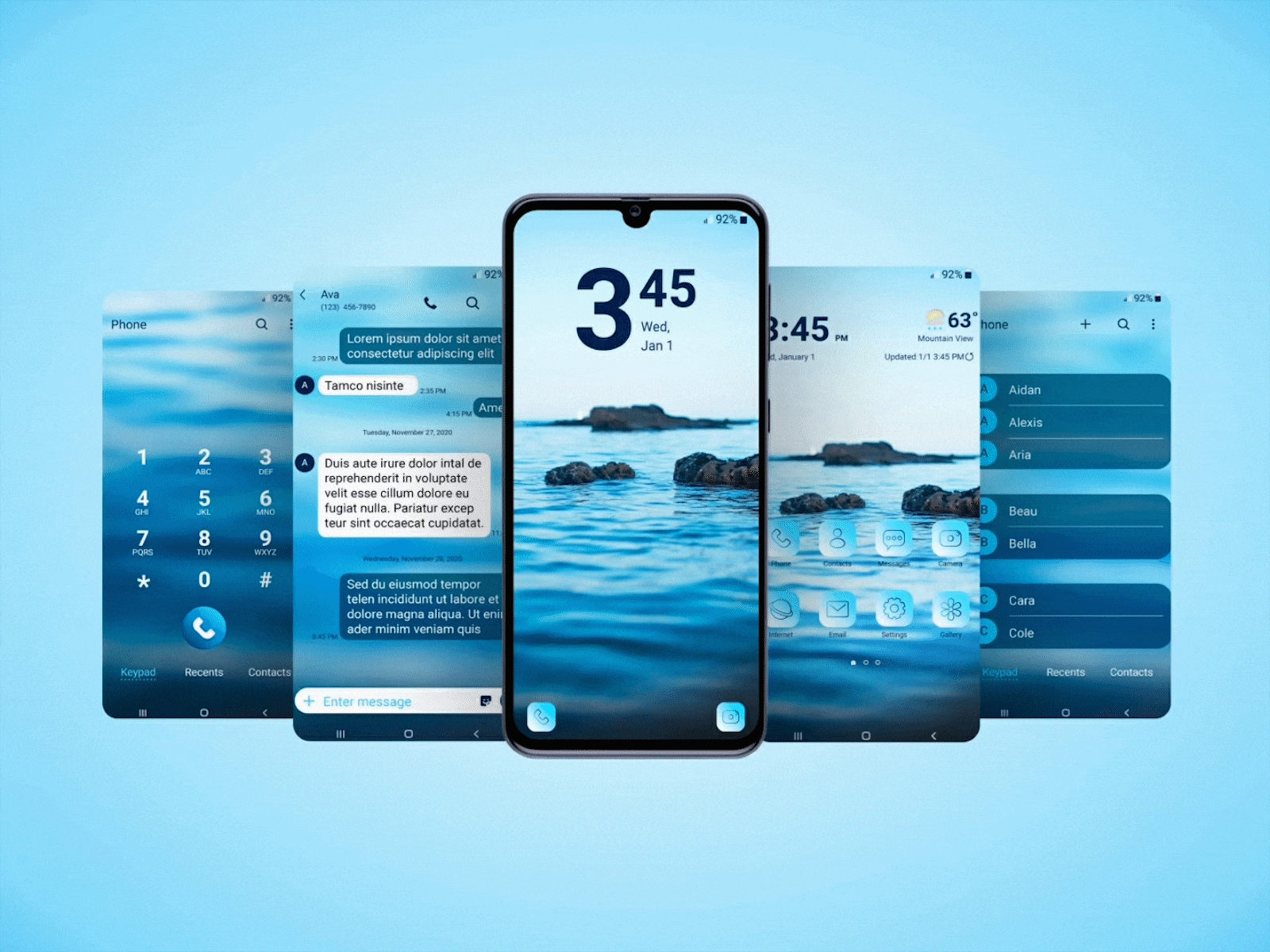 Samsung Galaxy Theme android animated blue concept design gif live wallpaper mobile mobile ui samsung galaxy samsung theme sea ui wallpaper