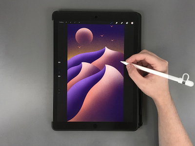 Night Desert Drawing in Procreate art art video desert digital art drawing illustration ipadpro procreate texture brushes