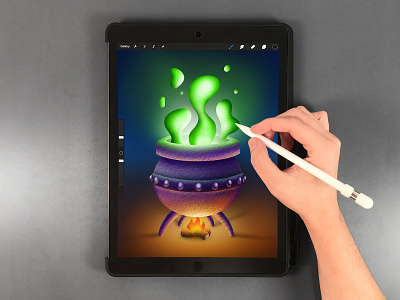Cauldron Drawing in Procreate art cauldron digital art digital drawing digital illustration drawing halloween illustration ipad art procreate procreate art spooky texture brush
