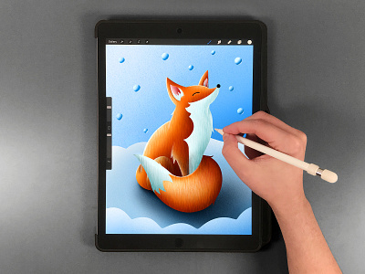 Fox Drawing in Procreate art cute digital art digital drawing digital illustration drawing fox illustration ipad art ipad pro procreate procreate art snow texture brush winter