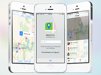 iOS7 Neglected App Refresh for Find Friends app apple concept flat friends ios ios7 mobile redesign ui