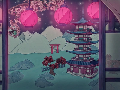 Shrine Festival at Cherry Blossom Season blossom cartoon cell cherry china festival japan japanese korea motion graphic render sakura shader toon