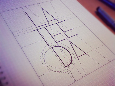 The Architecture of 'La Tee Da' card hand drawn pen sketch