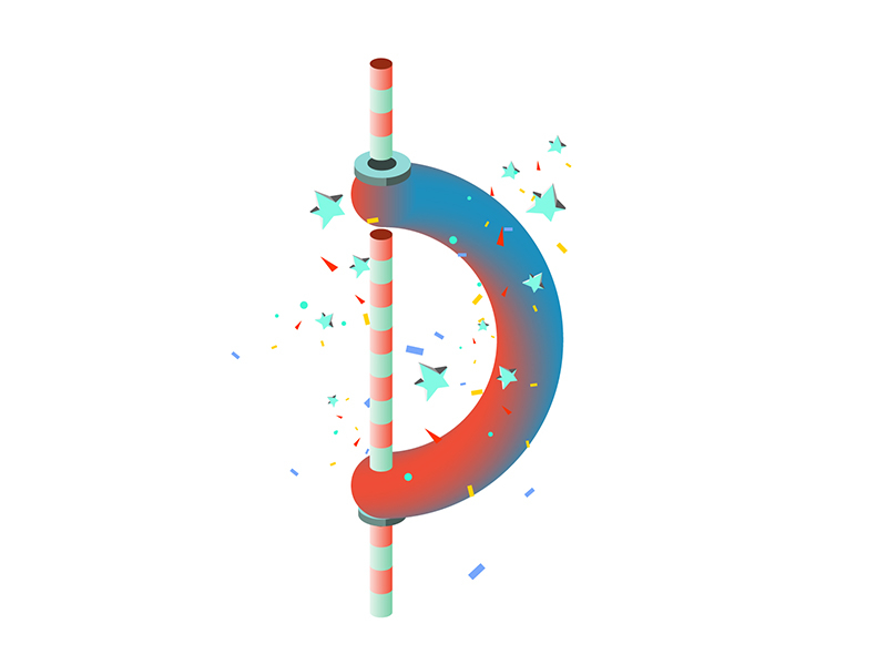 Isometric Letter D 36daysoftype 36daysoftype07 alphabet design dream game icon illustration infographics isometric letter lettering pipe star straw typo typography ui vector