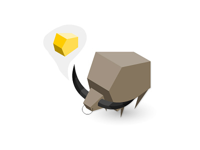 Ox animal cubic game icon illustration illustrator lowpoly ox prism speech think vector