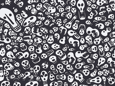 Spooky Skulls Doodle 2d background black doodle face face mask funny halloween head icon illustration iphone pattern scary skeleton skull spooky teeth tote white