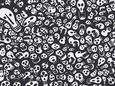 Spooky Skulls Doodle 2d background black doodle face face mask funny halloween head icon illustration iphone pattern scary skeleton skull spooky teeth tote white