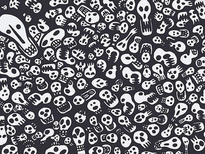 Spooky Skulls Doodle 2d background black doodle face face mask funny halloween head icon illustration iphone pattern scary skeleton skull spooky teeth tote white