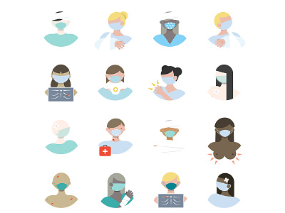 🩹Physical Injury Icons accident boobies face masks first aid flat design flat design illustrator vector flat icon design flat icons flat illustration healthcare hospital injury medical care medical design people icons people illustration physical injury pictogram sick ui