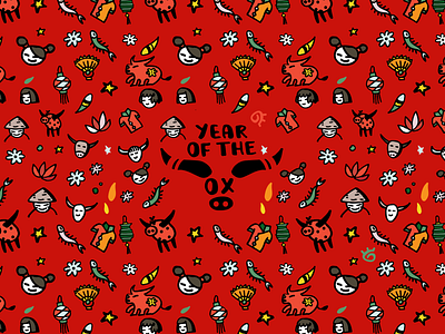 📅​🇨🇳​🌟 Chinese New Year Doodle animal character character design characters china chinese culture chinese new year chinese style cute animals cute art cute illustration doodle doodle art hand drawing hand lettering icon illustration pattern pattern design wrapping paper year of the ox