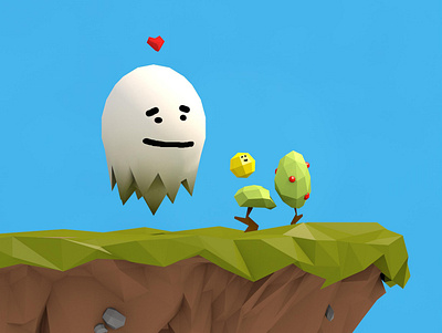 Giant Ghost Valentine 3d c4d characters childrens illustration cinema 4d concept cute cute illustration ghost giant kids illustration love lover low poly self love sun valentine valentines day weekly challenge weekly warm up