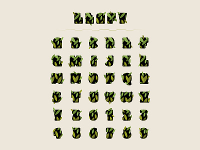 "Leafy" Plant-based Alphabet 2d alphabet design environment flat forest garden go green icon illustration leaf letter nature pattern plant based secret text type typography vegan