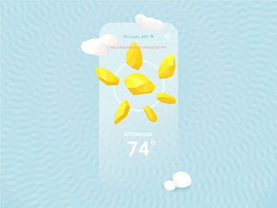 ☀️ Weather App screen 2d 3d application c4d cinema4d design icon illustration iphone app low poly mobile simple sun sunny ui vector weather weather app weather icon