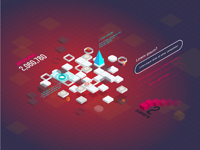 Isometric Gamification Concept Design 3d abstract ai design elearning game gamification geometric icon illustration imac ipad isometric macbook metaverse mockups online education progress indicator ui vector